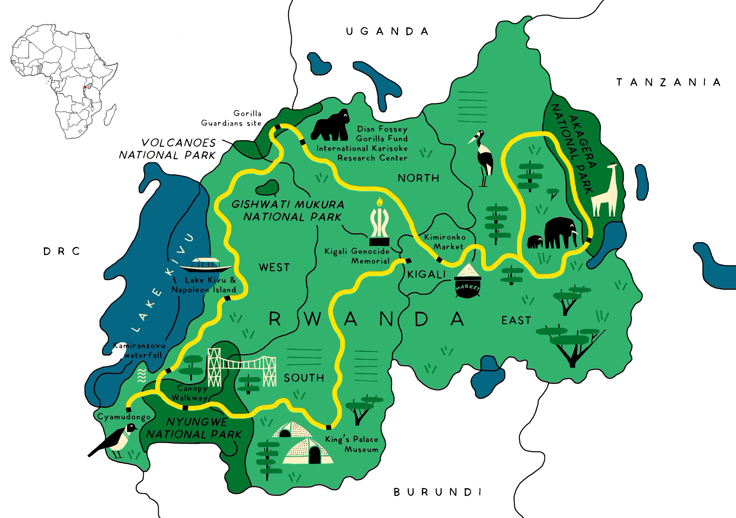 map of rwanda